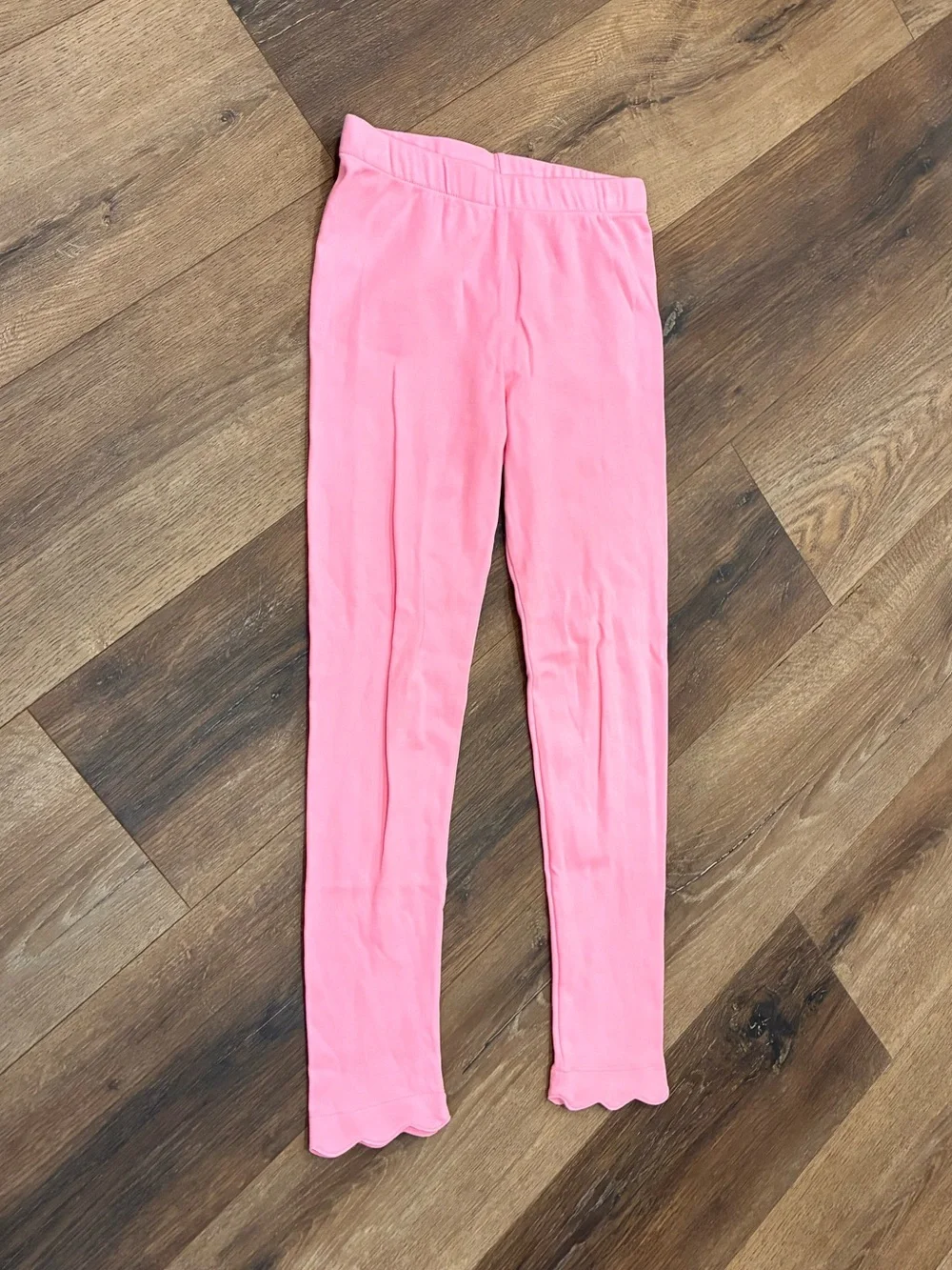 James & Lottie Bubblegum Pink Basic Knit Leggings Scallops Bottoms Pima 10 Girl